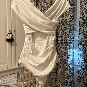 Abercrombie & Fitch White Draped Bodysuit